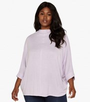 Apricot Curves Lilac Marl High Neck Top